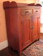 antique painted red jelly linen press cupboard