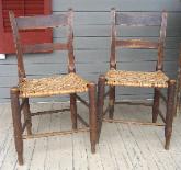 antique split splint bottom pair of chairs