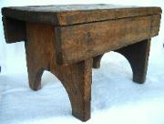 antique country foot stool walnut original finish surface