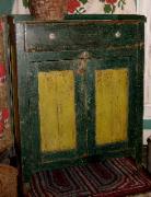 Painted Jelly Cupboard, blue green & mustard